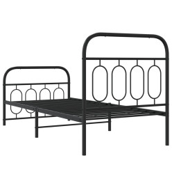 Cadre de lit métal avec tête de lit/pied de lit noir 80x200 cm