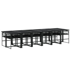 Ensemble à manger de jardin 13 pcs noir résine tressée