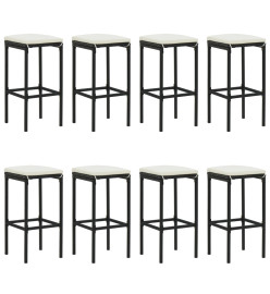 Ensemble de bar de jardin 9 pcs avec coussins noir poly rotin