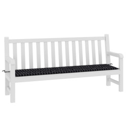 Coussin de banc de jardin carreaux noir 200x50x3 cm tissu