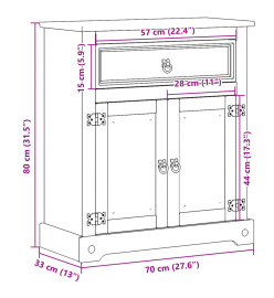 Armoire de salle de bain Corona 70x33x80 cm bois de pin massif