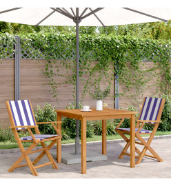 Chaises de jardin lot de 2 bleu/blanc bois acacia massif tissu