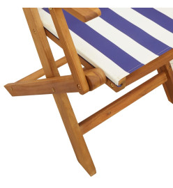 Chaises de jardin lot de 2 bleu/blanc bois acacia massif tissu