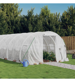 Serre avec cadre en acier blanc 48 m² 16x3x2 m