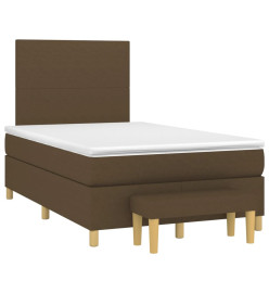 Sommier à lattes de lit et matelas marron foncé 120x190cm tissu