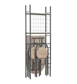 Ensemble à dîner pliant 3 pcs et étagère de rangement MDF acier