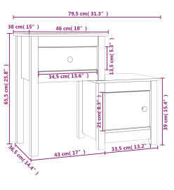 Tables de chevet 2 pcs 79,5x38x65,5 cm Bois de pin massif