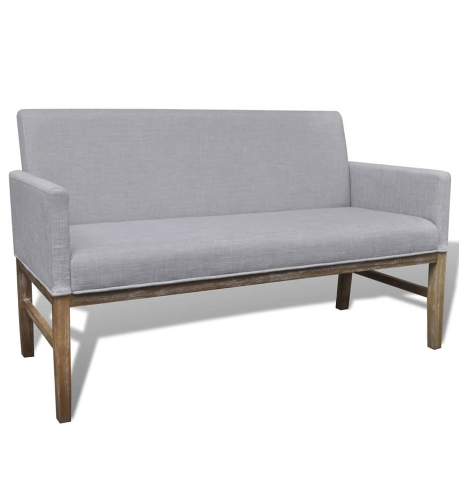 Banc avec coussin rembourré tissu hévéa gris clair