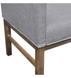 Banc avec coussin rembourré tissu hévéa gris clair