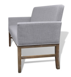 Banc avec coussin rembourré tissu hévéa gris clair