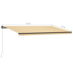 Auvent manuel rétractable avec LED 600x300 cm Jaune et blanc