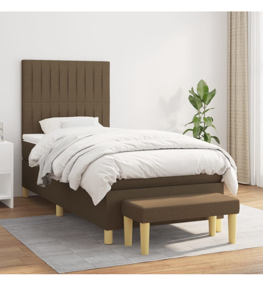 Sommier à lattes de lit avec matelas Marron foncé 90x190 cm Sommier à lattes de lit avec matelas Marron foncé 90x190 cm