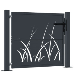 Portail de jardin anthracite 105x80 cm acier conception d'herbe