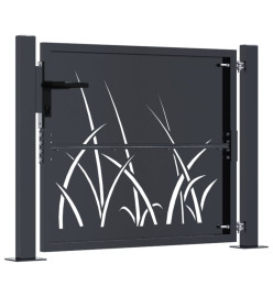 Portail de jardin anthracite 105x80 cm acier conception d'herbe