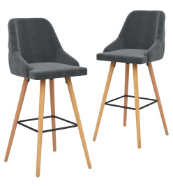 Chaises de bar lot de 2 gris foncé velours