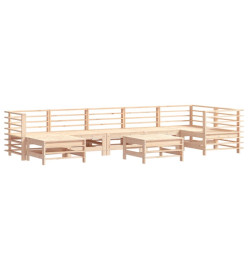 Salon de jardin 8 pcs avec coussins bois massif