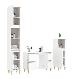 Ensemble de meubles salle de bain 3 pcs blanc bois d'ingénierie