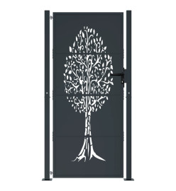 Portail de jardin anthracite 105x205cm acier conception d'arbre