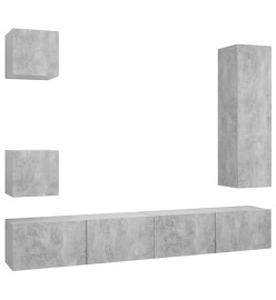 Ensemble de meuble TV 5 pcs Gris béton Aggloméré