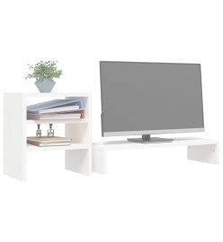 Support de moniteur Blanc 81x20x30 cm Bois de pin solide