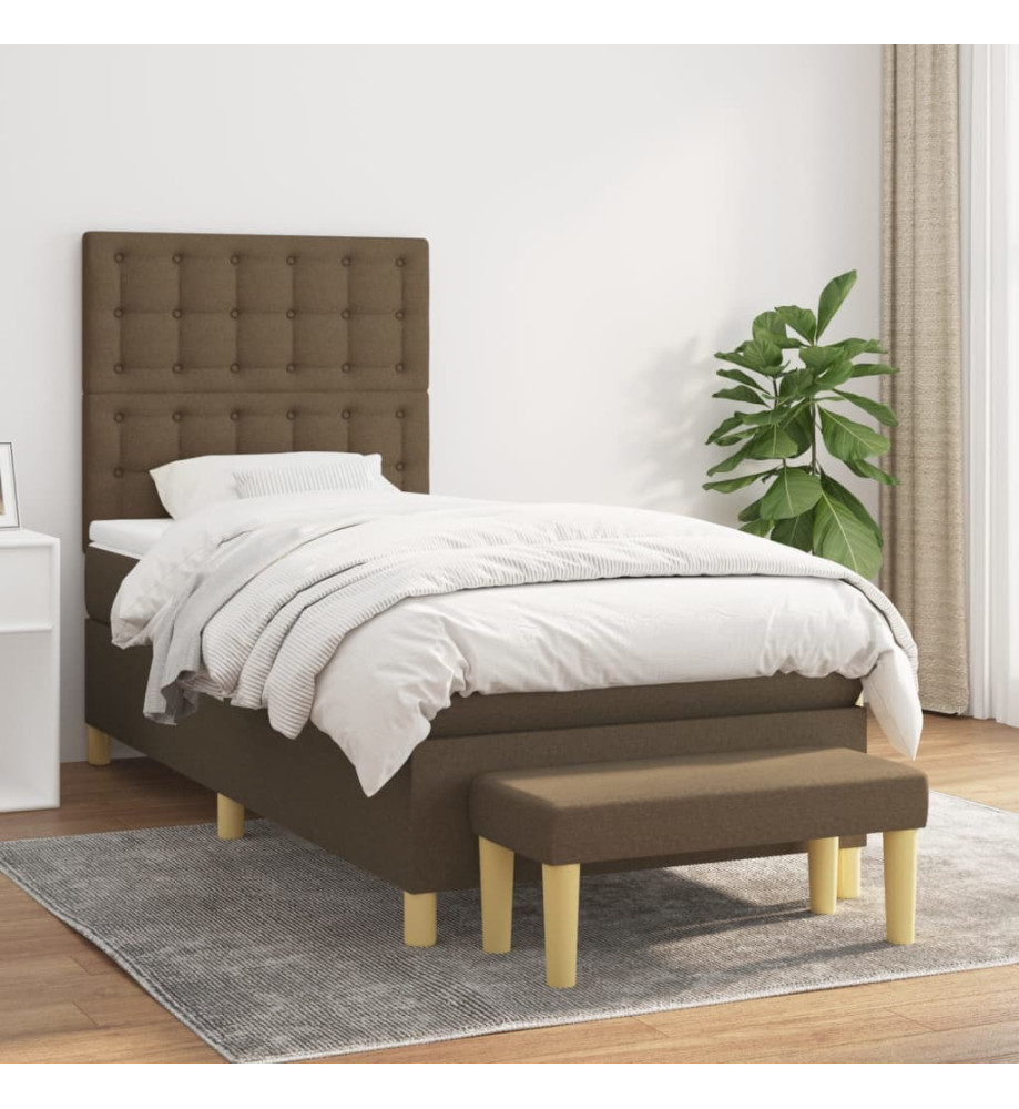 Sommier à lattes de lit avec matelas Marron foncé 90x190 cm Sommier à lattes de lit avec matelas Marron foncé 90x190 cm