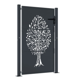 Portail de jardin anthracite 105x155cm acier conception d'arbre