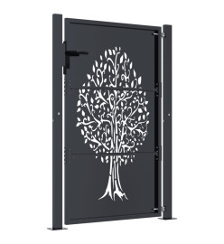 Portail de jardin anthracite 105x155cm acier conception d'arbre