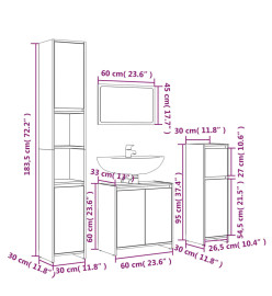 Ensemble de meubles de salle de bain 4 pcs Chêne fumé Bois