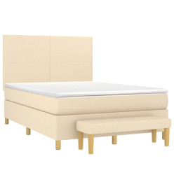 Sommier à lattes de lit avec matelas Crème 140x200 cm Tissu