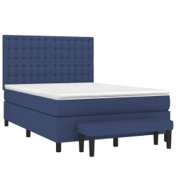 Sommier à lattes de lit avec matelas Bleu 140x190 cm Tissu