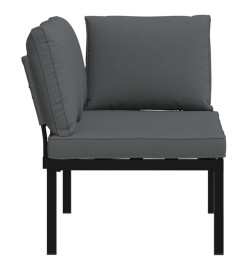 Banc de jardin avec coussins noir aluminium