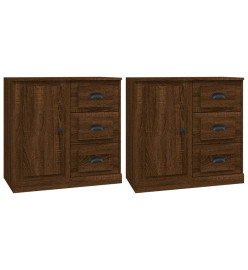 Buffets 2 pcs chêne marron bois d'ingénierie