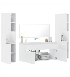 Ensemble de meubles salle de bain 4 pcs blanc bois d'ingénierie