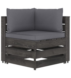 Salon de jardin 4 pcs avec coussins Bois imprégné de gris