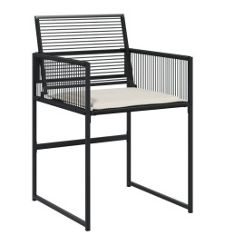 Ensemble à manger de jardin coussins 7 pcs noir résine tressée