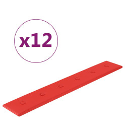 Panneaux muraux 12 pcs Rouge 90x15 cm Similicuir 1,62 m²