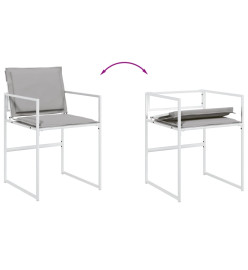 Ensemble à manger de jardin avec coussins 15pcs blanc textilène