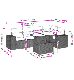 Salon de jardin avec coussins 6 pcs beige résine tressée