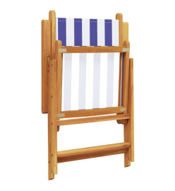 Ensemble à manger de jardin 7 pcs bleu blanc tissu bois massif