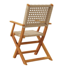 Chaises de jardin pliantes lot de 8 beige rotin et bois massif