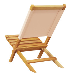 Chaises de jardin lot de 2 beige bois d'acacia massif et tissu