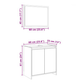 Ensemble de meubles de salle de bain 2 pcs Sonoma gris