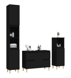 Ensemble de meubles salle de bain 3 pcs noir bois d'ingénierie