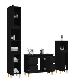 Ensemble de meubles salle de bain 3 pcs noir bois d'ingénierie