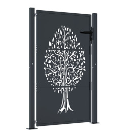 Portail de jardin anthracite 105x130cm acier conception d'arbre