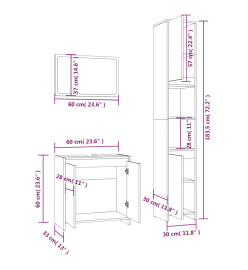 Ensemble de meubles de salle de bain 3 pcs Chêne fumé