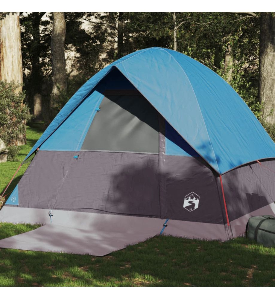 Tente de camping à dôme 4 personnes bleu imperméable