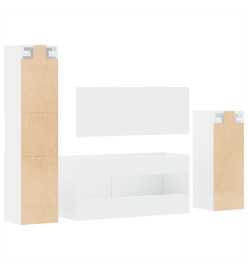 Ensemble de meubles salle de bain 4 pcs blanc bois d'ingénierie