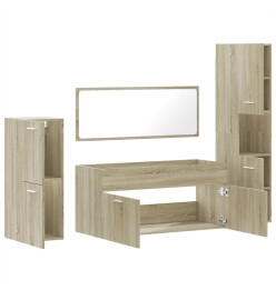 Ensemble de meubles de salle de bain 4 pcs chêne sonoma