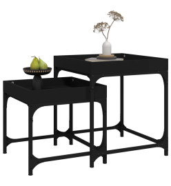 Tables d'appoint 2 pcs Noir Bois d'ingénierie